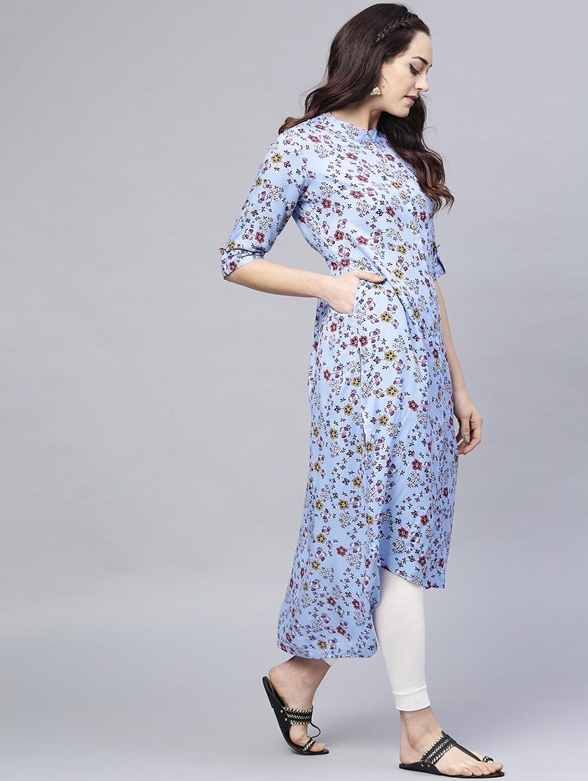 high low printed kurta - 15984587 - Standard Image - 1