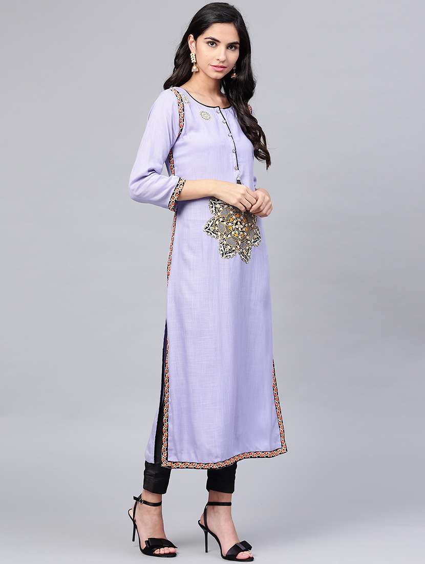 patch work straight kurta - 15984595 -  Standard Image - 1