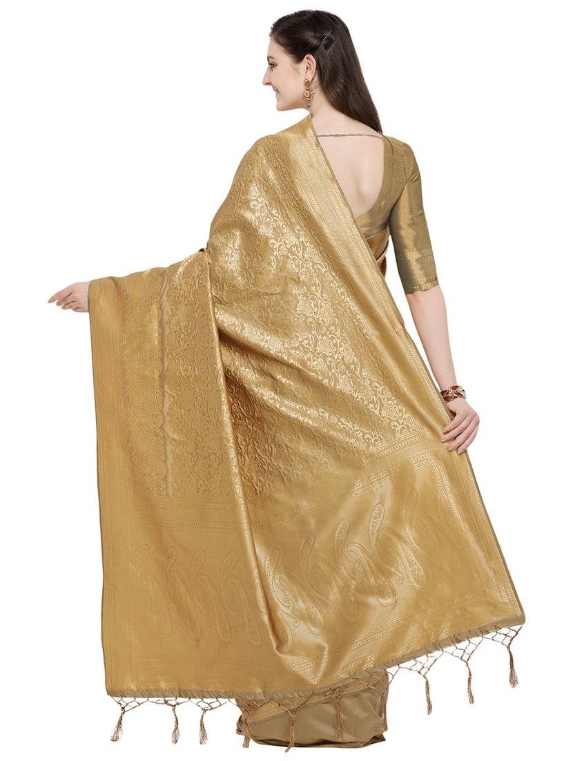 zari motifs beige banarasi saree with blouse - 15984930 -  Standard Image - 1