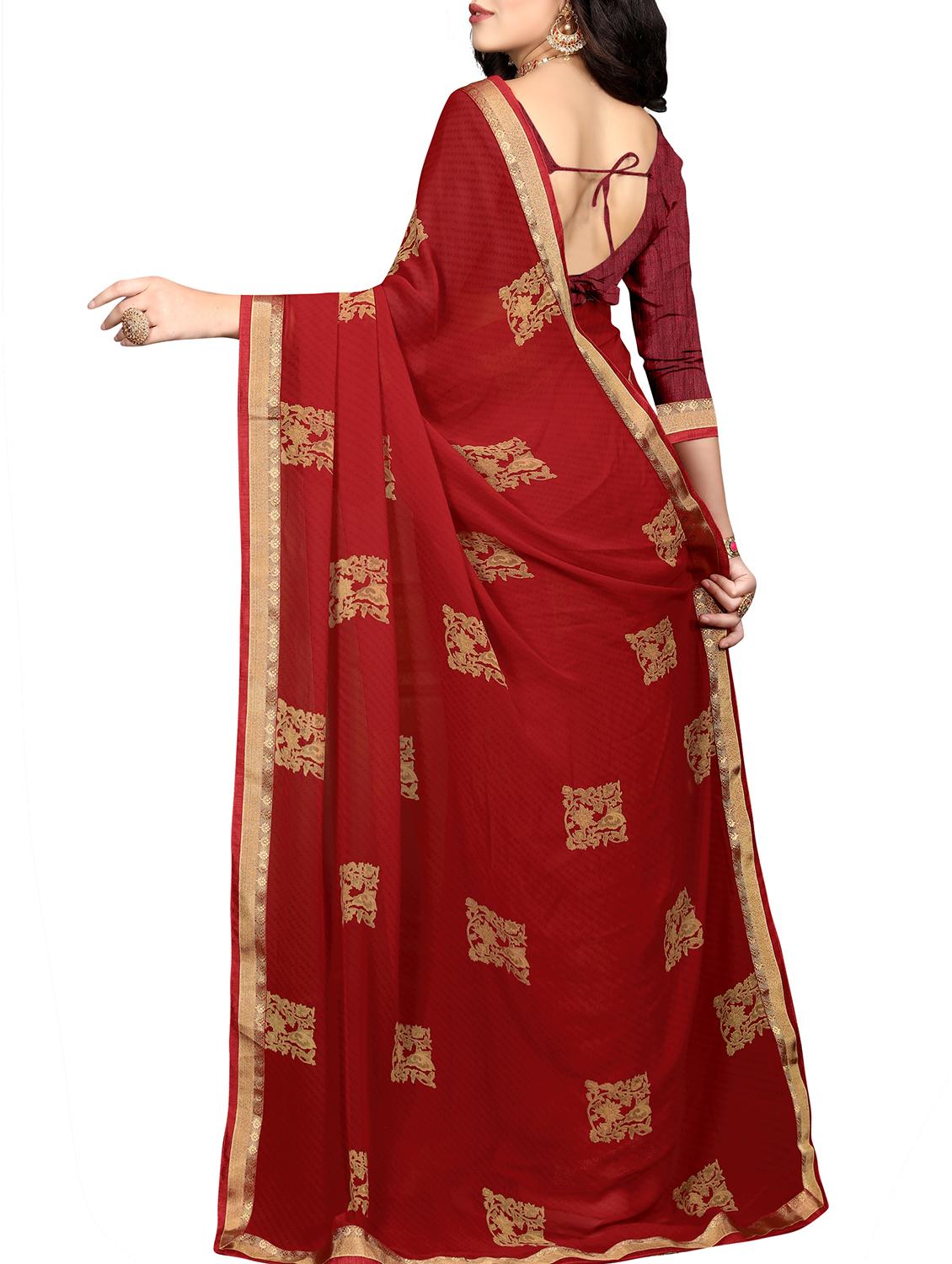 ethnic motifs printed saree with blouse - 15988543 -  Standard Image - 1