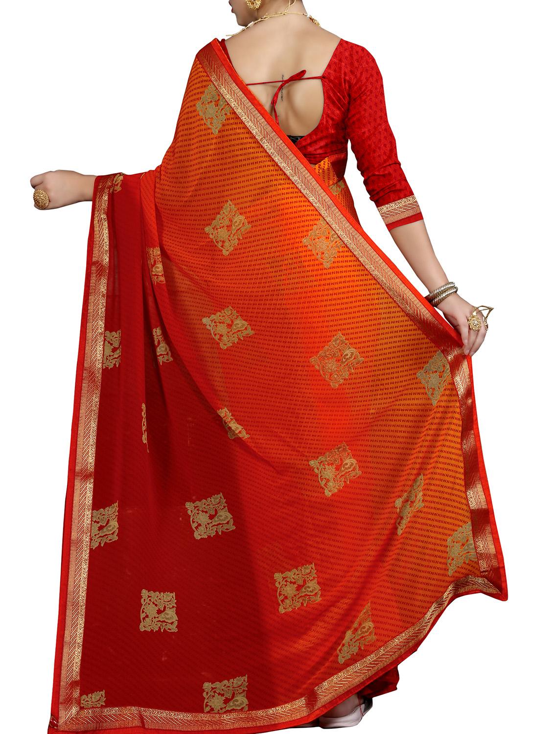 ethnic motifs printed saree with blouse - 15988544 -  Standard Image - 1