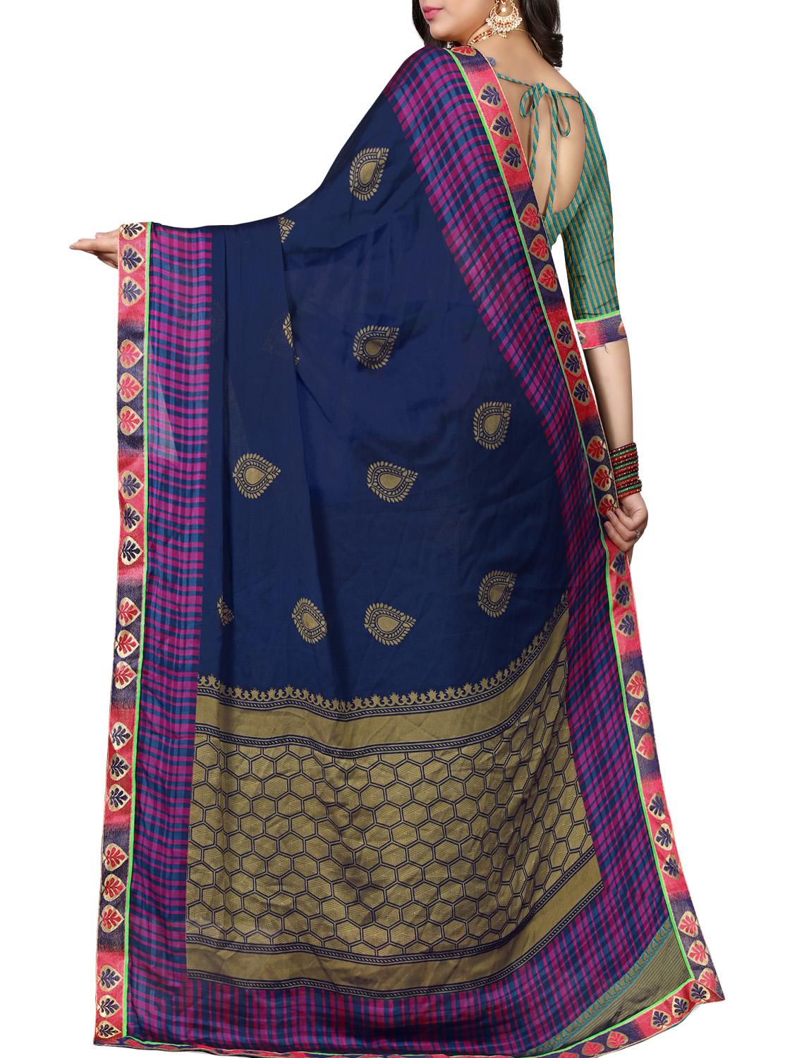 ethnic motifs printed saree with blouse - 15988550 -  Standard Image - 1