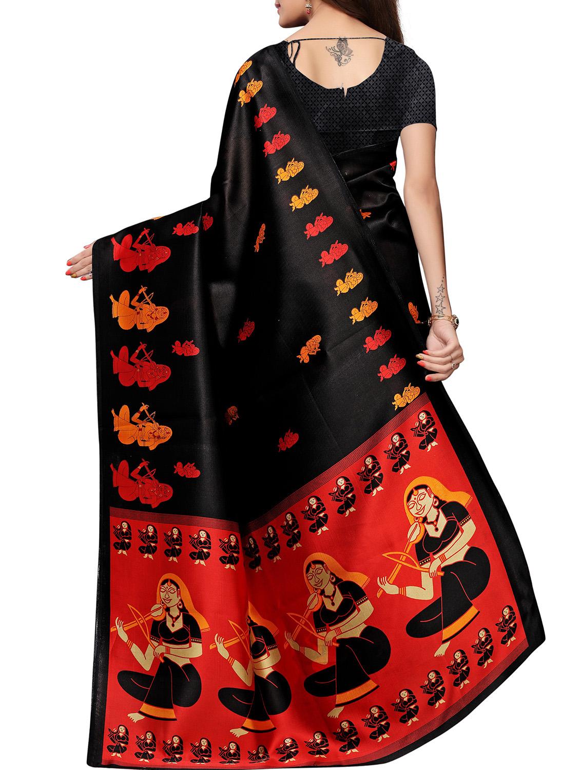 kalamkari black printed saree with blouse - 15988580 -  Standard Image - 1