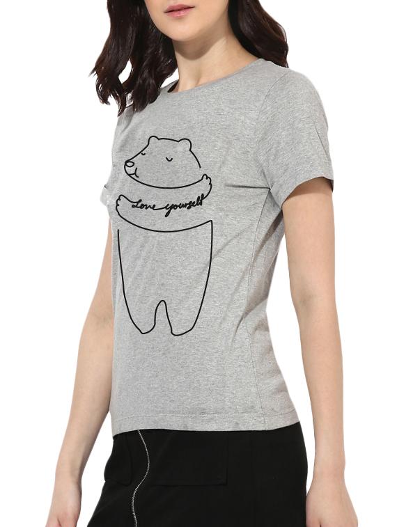 turn up sleeved graphic print tee - 15990084 - Standard Image - 1