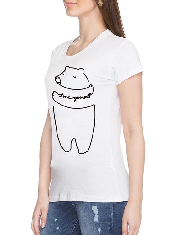 turn up sleeved graphic print tee - 15990086 - Standard Image - 1