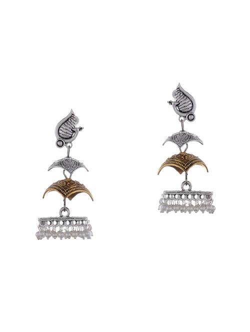 silver metal jhumka earring - 15996876 - Standard Image - 0