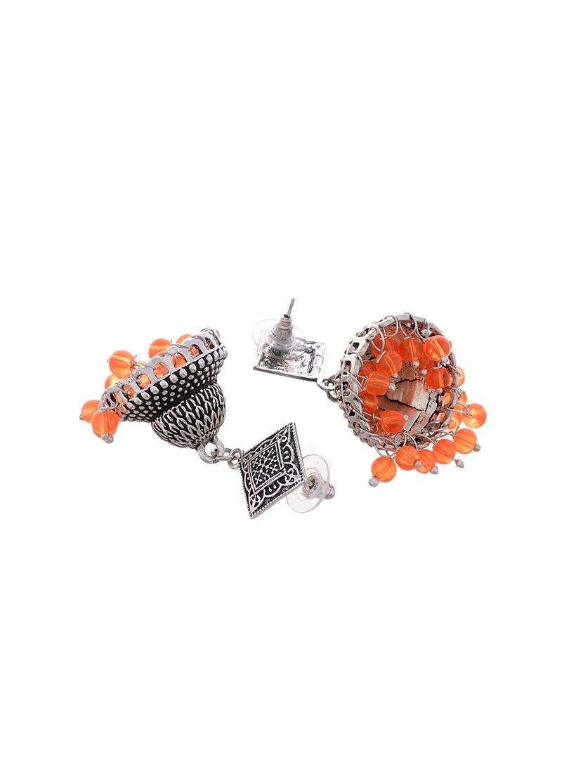 silver metal jhumka earring - 15996882 -  Standard Image - 1