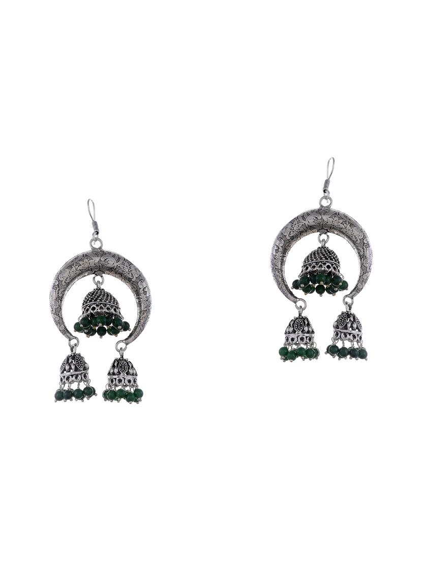 silver metal jhumka earring - 15996884 -  Zoom Image - 0