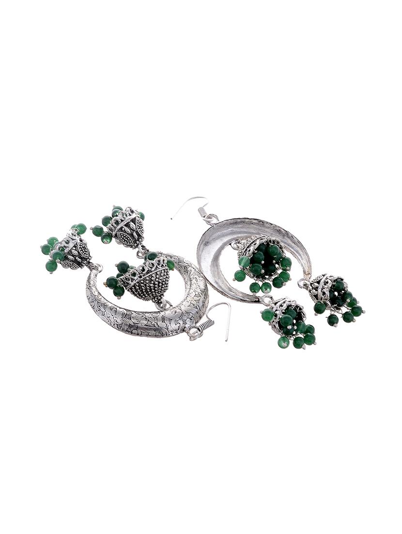 silver metal jhumka earring - 15996884 - Standard Image - 1