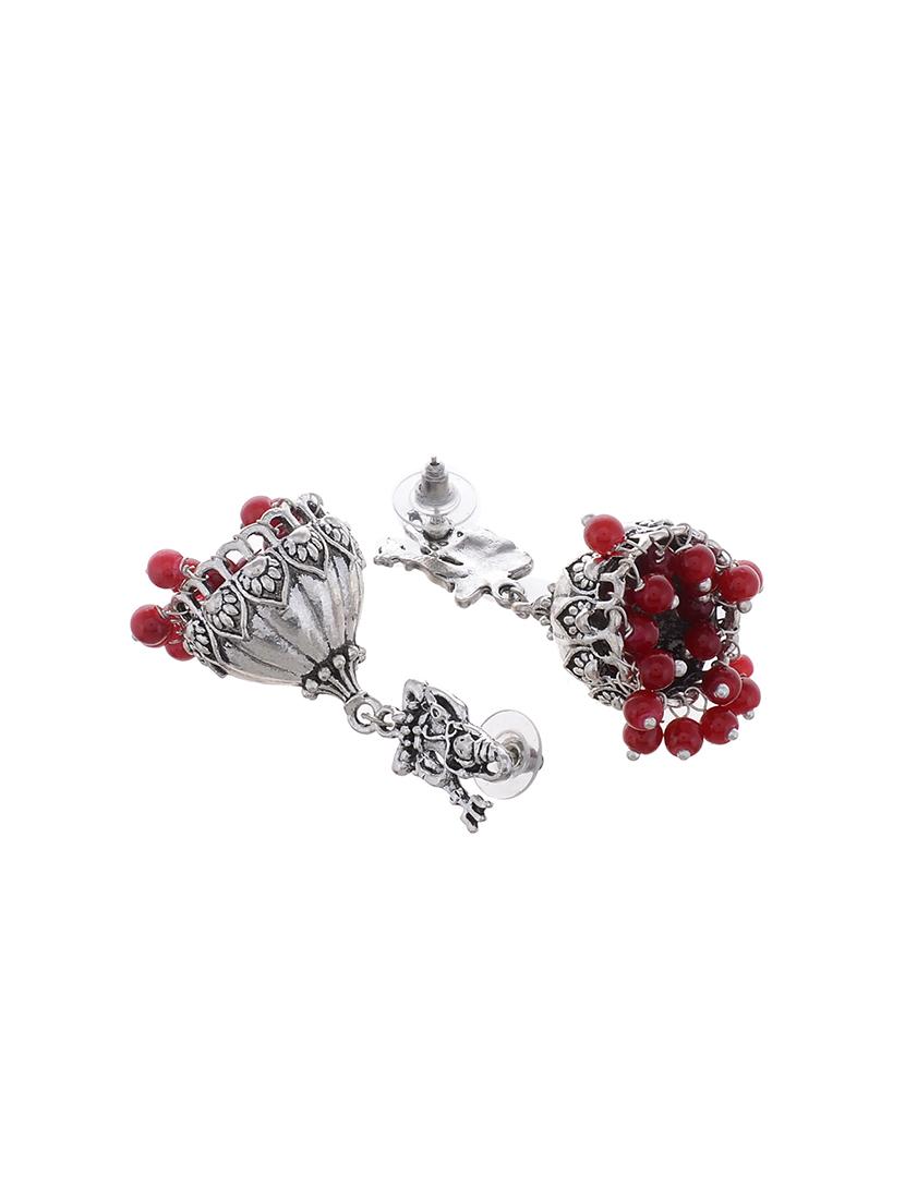 silver metal jhumka earring - 15996893 - Standard Image - 1