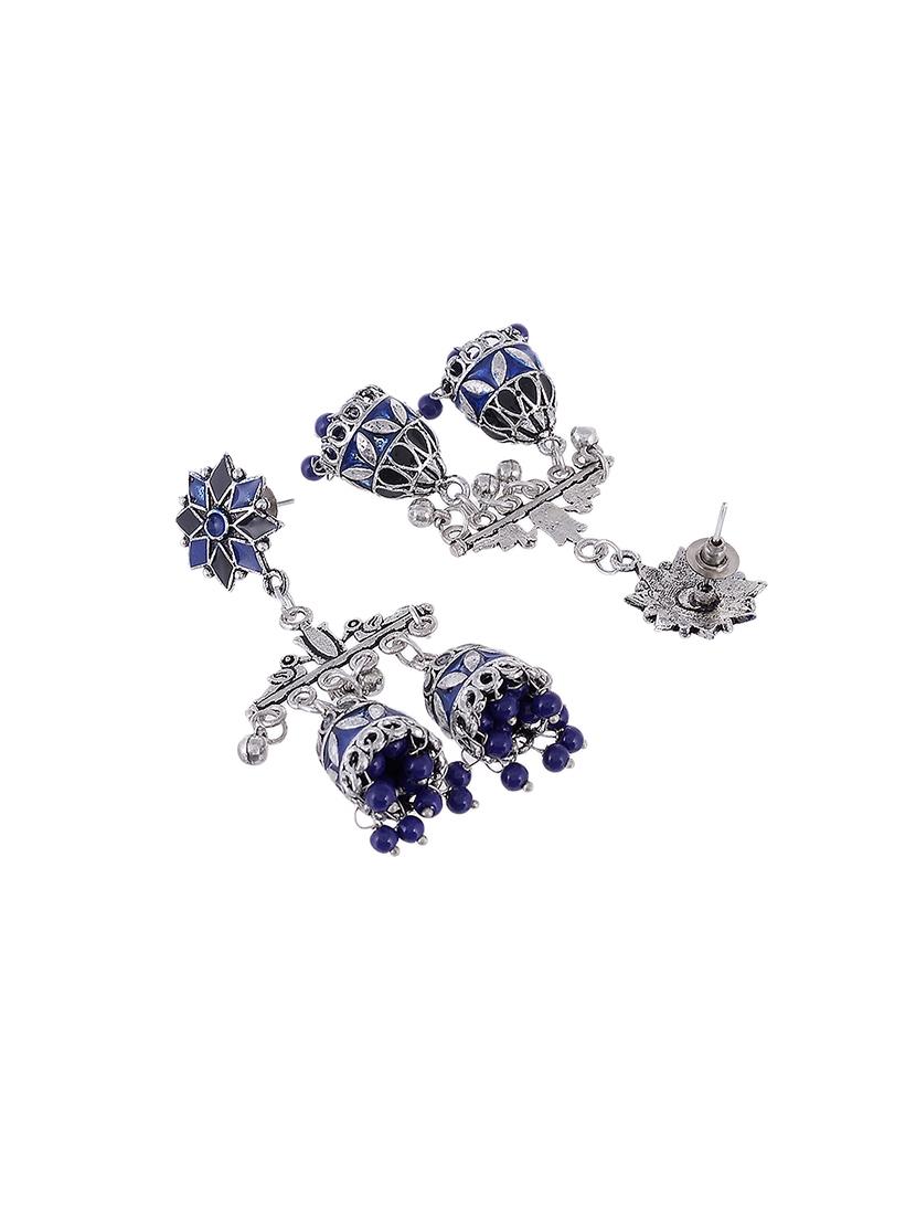 silver metal jhumka earring - 15997098 - Standard Image - 1
