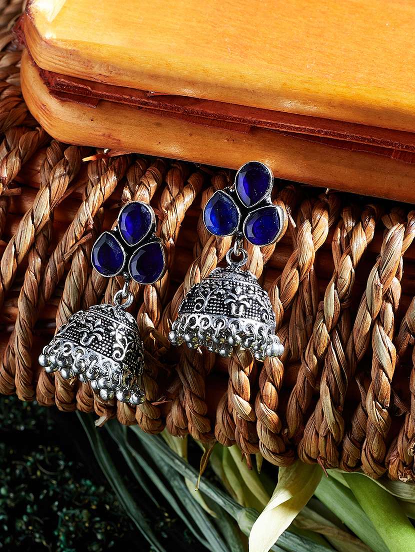 blue oxidized  jhumkis earring