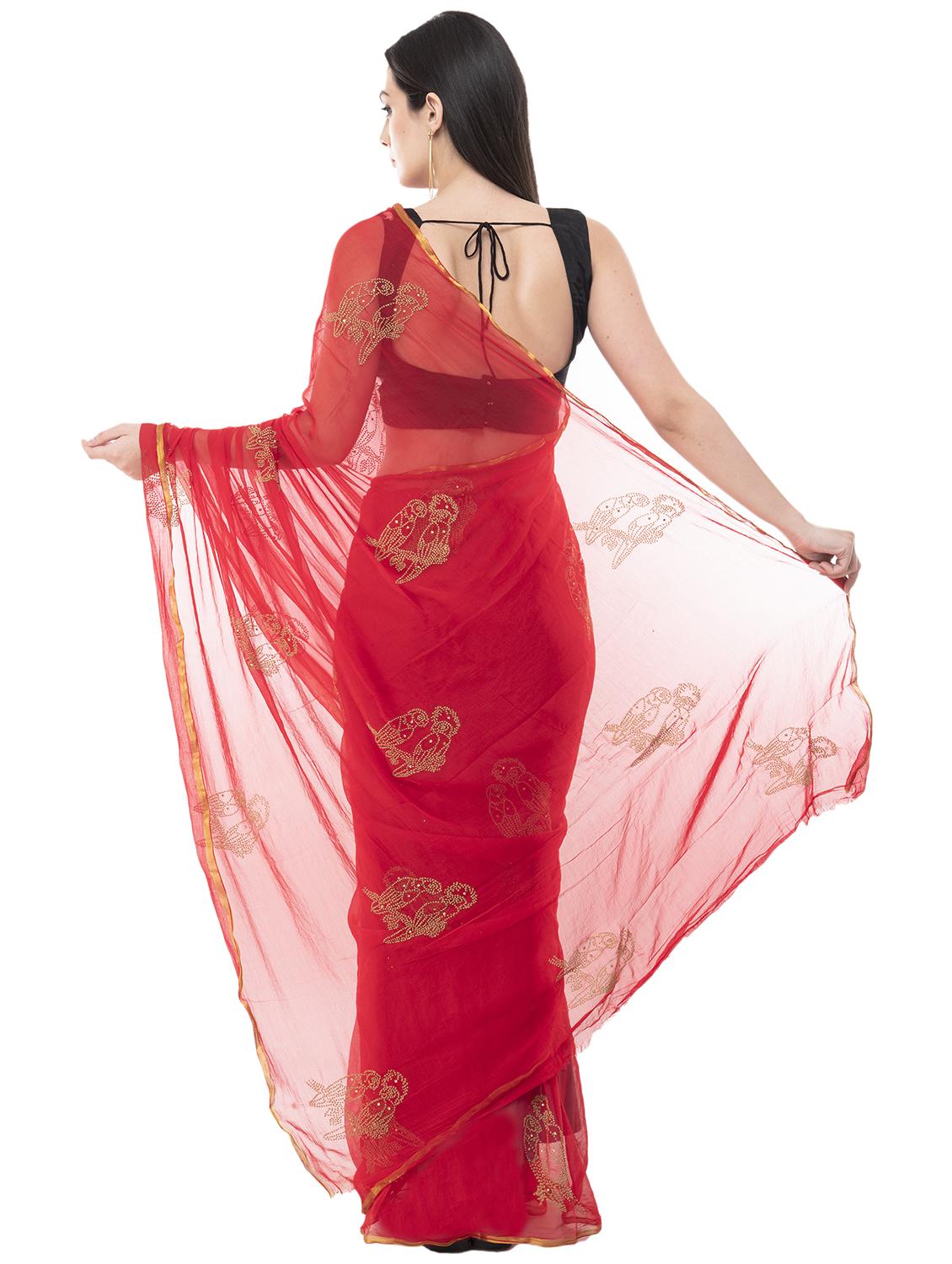 conversational embellished saree with blouse - 15998102 - Standard Image - 1