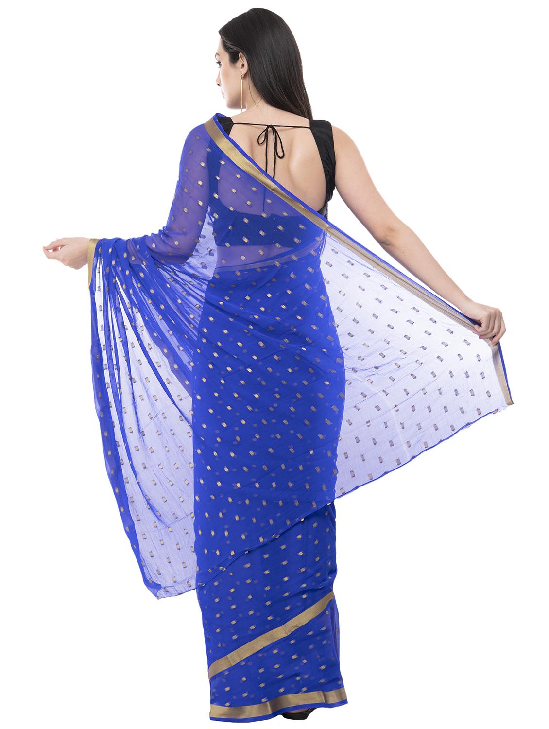 zari motifs blue woven saree with blouse - 15998104 - Standard Image - 1
