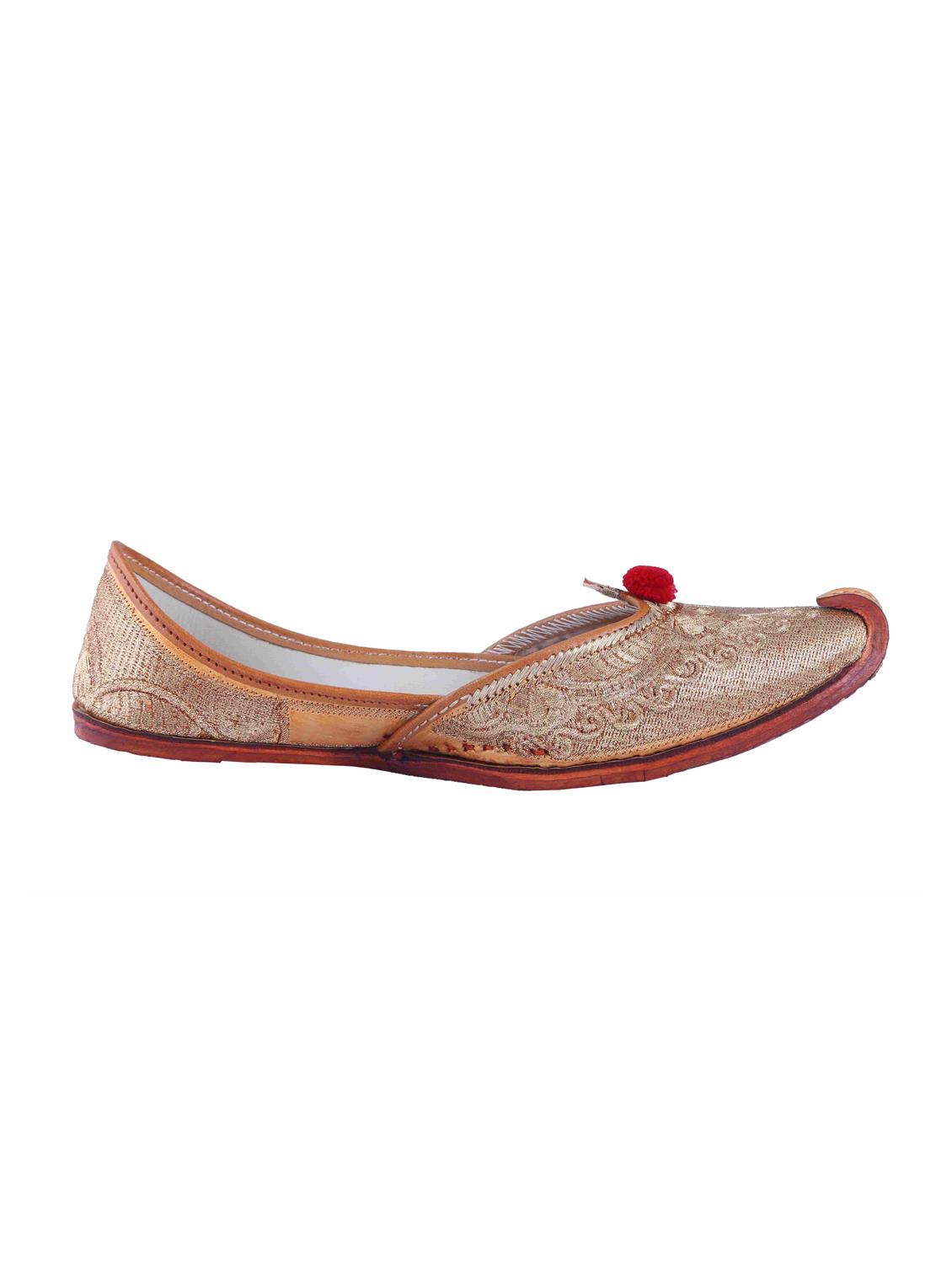 gold slip on  mojari - 15998420 -  Standard Image - 1