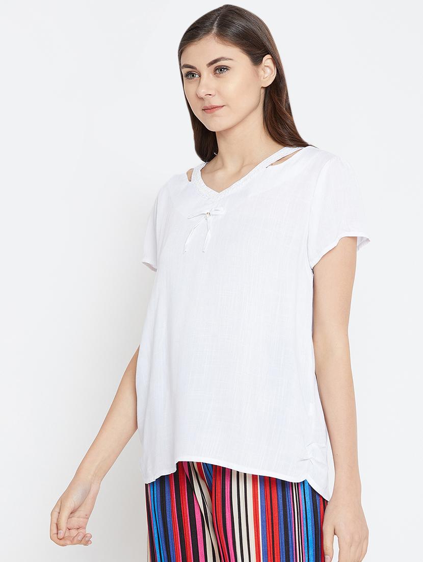 women's straight v neck top - 16001325 -  Standard Image - 1