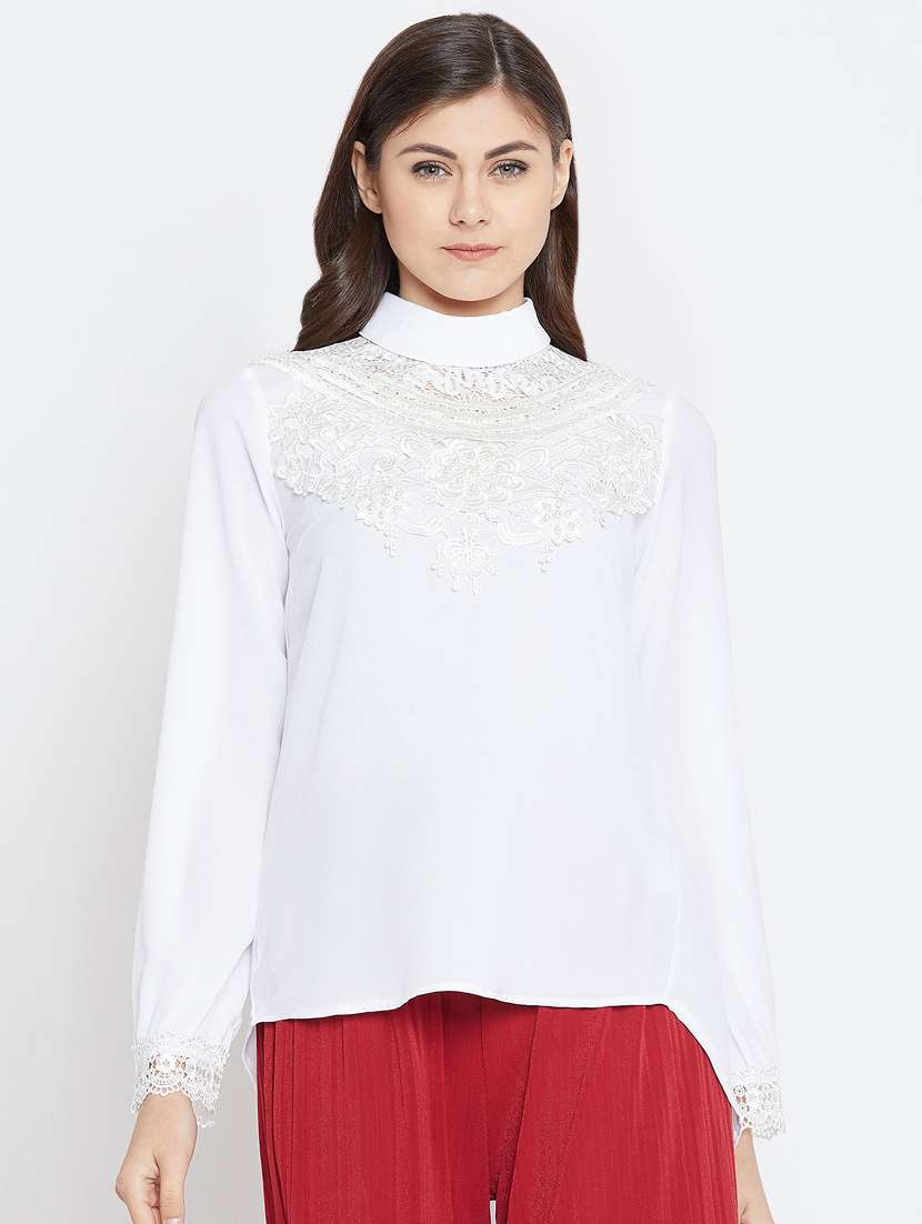 women's straight mock neck top