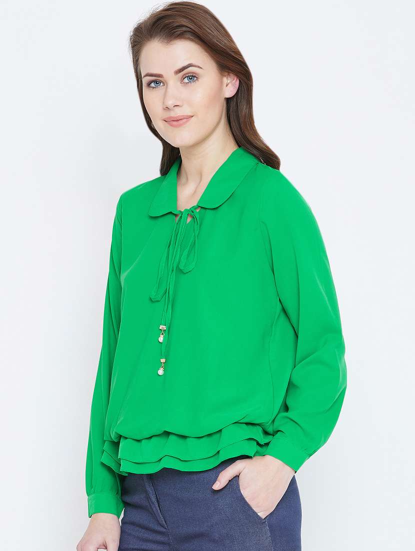 women's layered tie-up neck top - 16001330 -  Standard Image - 1
