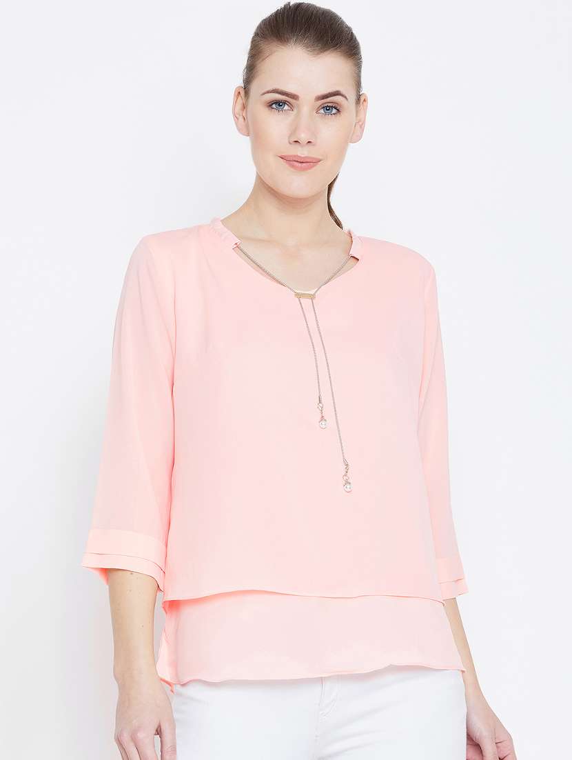 women's layered v neck top