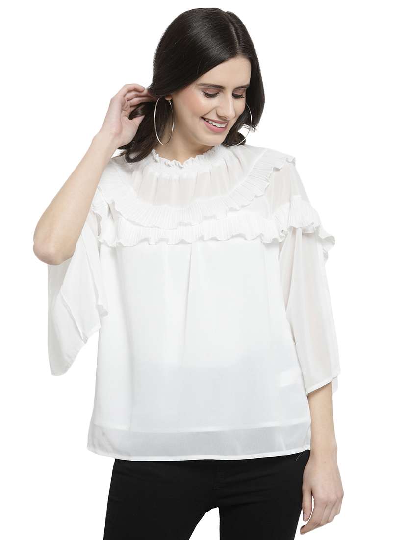 keyhole back ruffle top