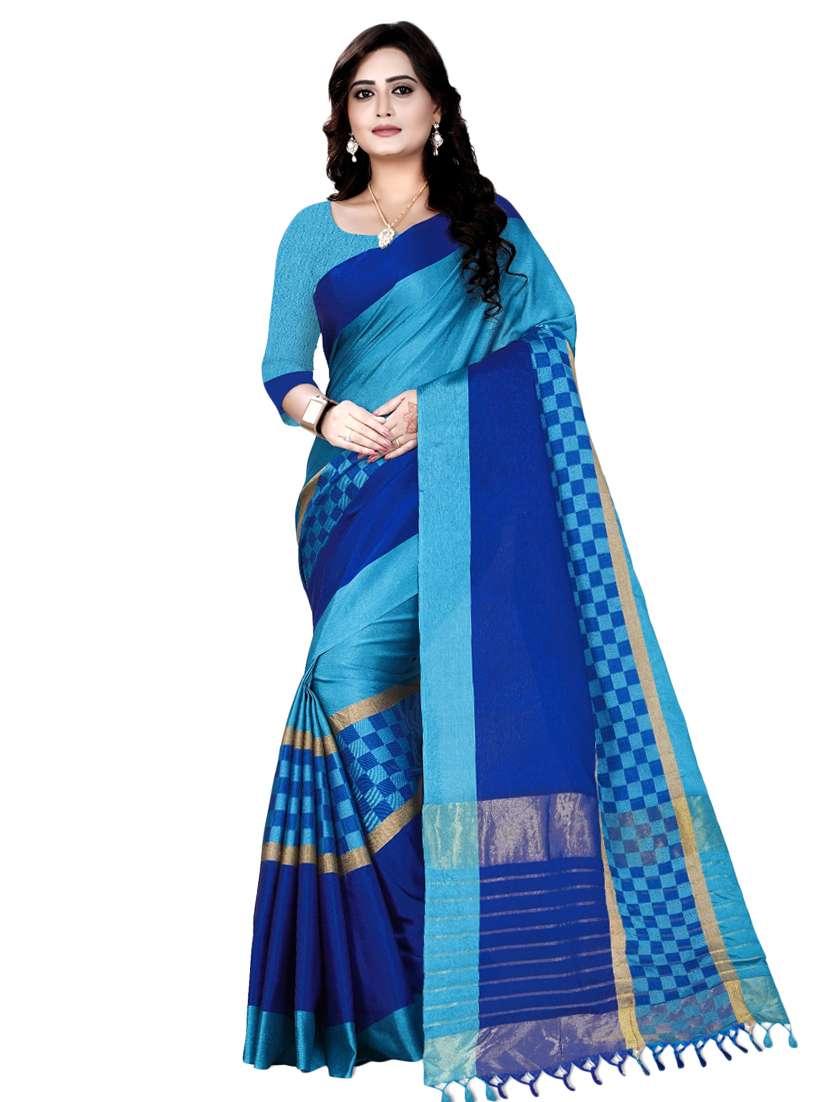 checkered zari motif mysore silk saree with blouse