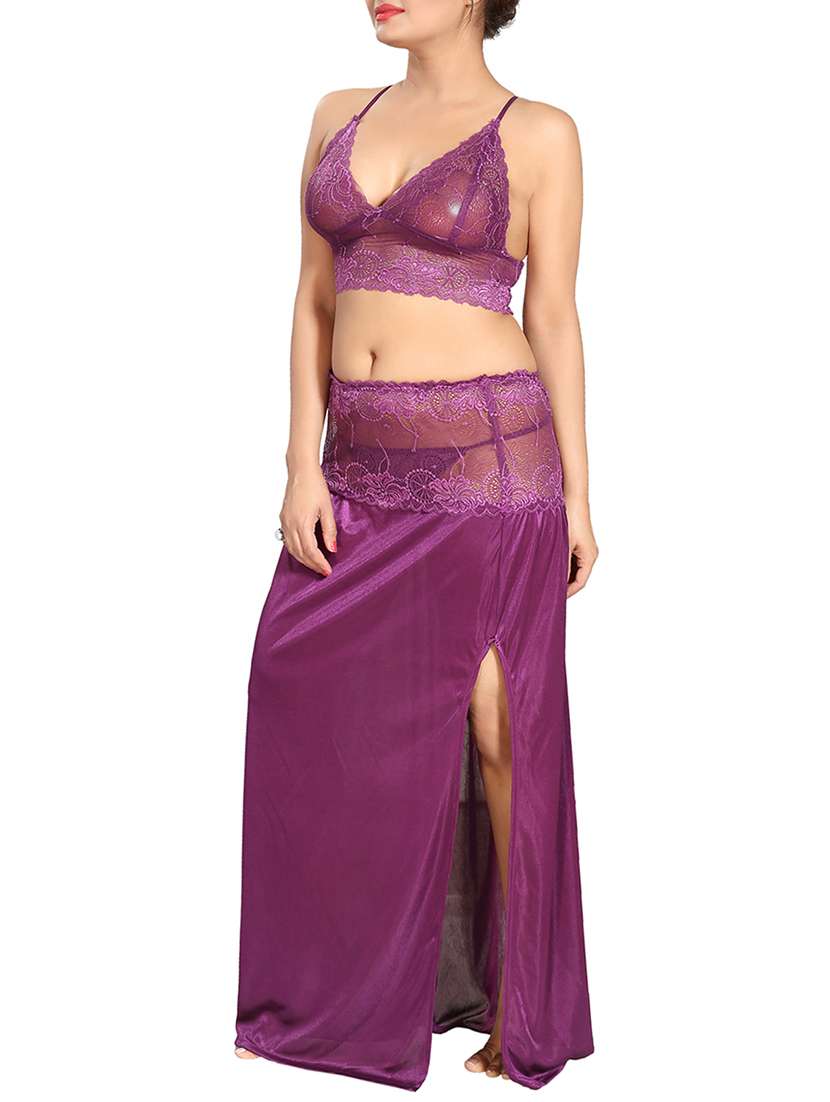 lace detail nightwear set - 16003966 -  Standard Image - 1