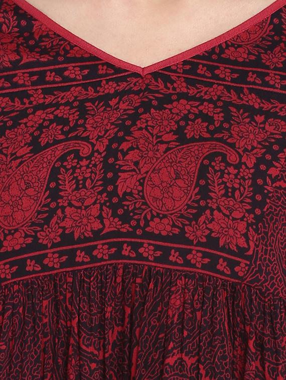 flared sleeved paisley gathered top - 16005239 - Standard Image - 4