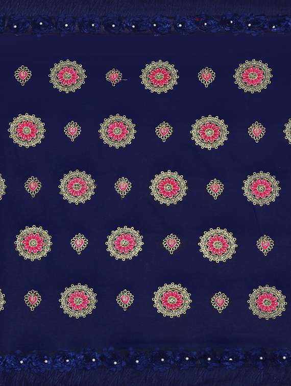 ribbon border floral embroidered saree with blouse - 16005401 -  Standard Image - 1