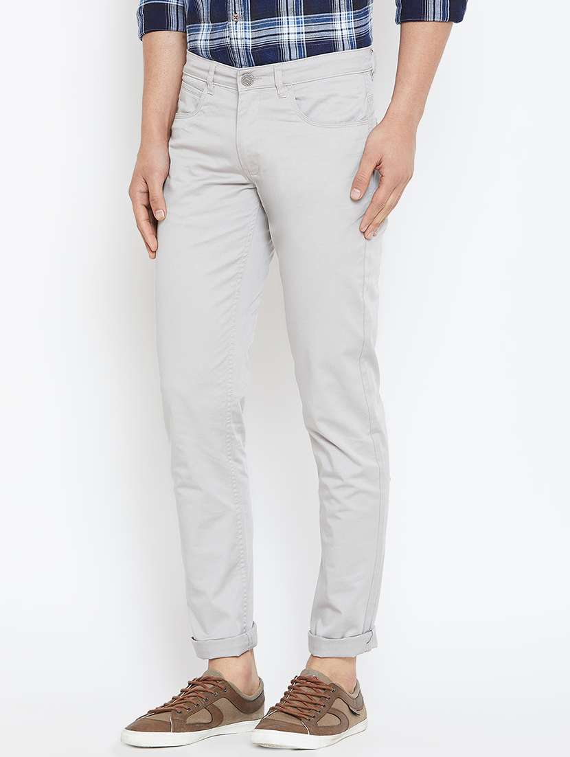 grey cotton blend chinos - 16005907 - Standard Image - 1