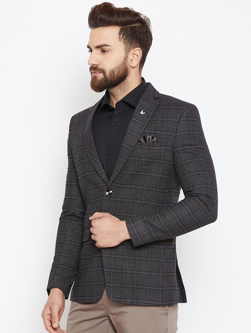 grey polyester single breasted casual blazer - 16005929 -  Standard Image - 1