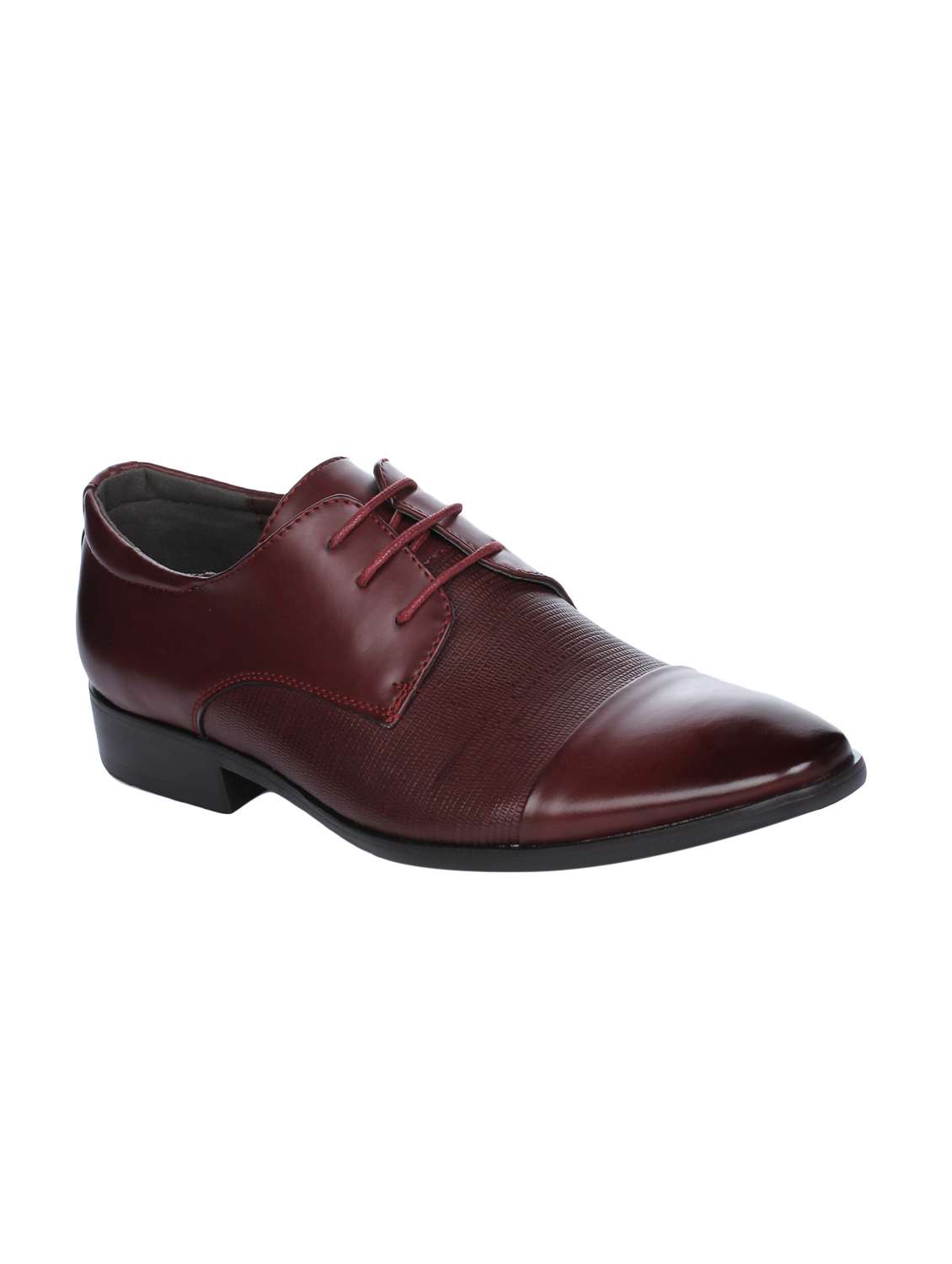 maroon leather lace-up derbys
