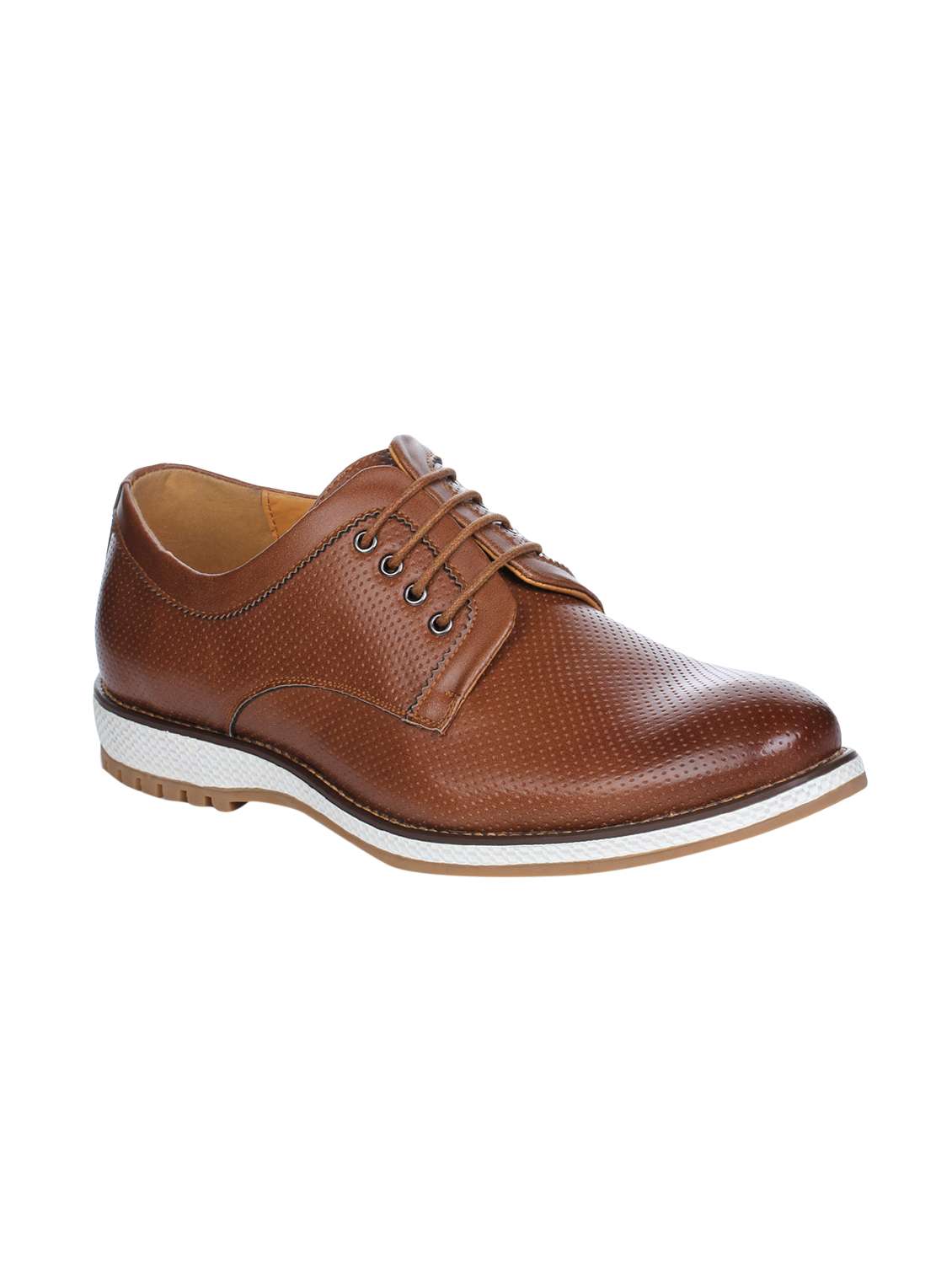 brown leather lace-up derbys