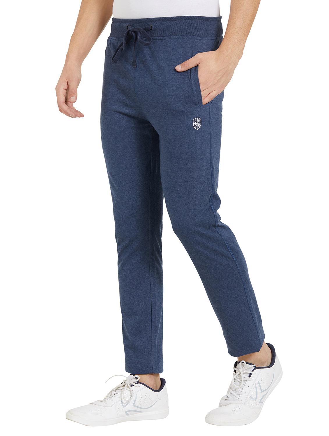blue cotton full length track pant - 16008012 - Standard Image - 1