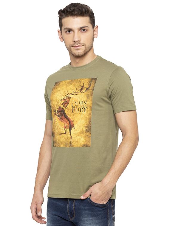 olive green chest print tshirt - 16008042 - Standard Image - 1