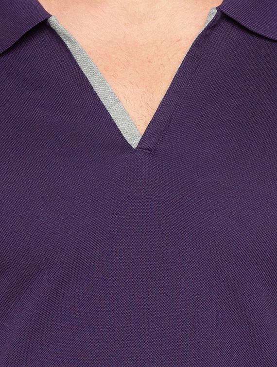 purple solid collared tshirt - 16008055 - Standard Image - 4