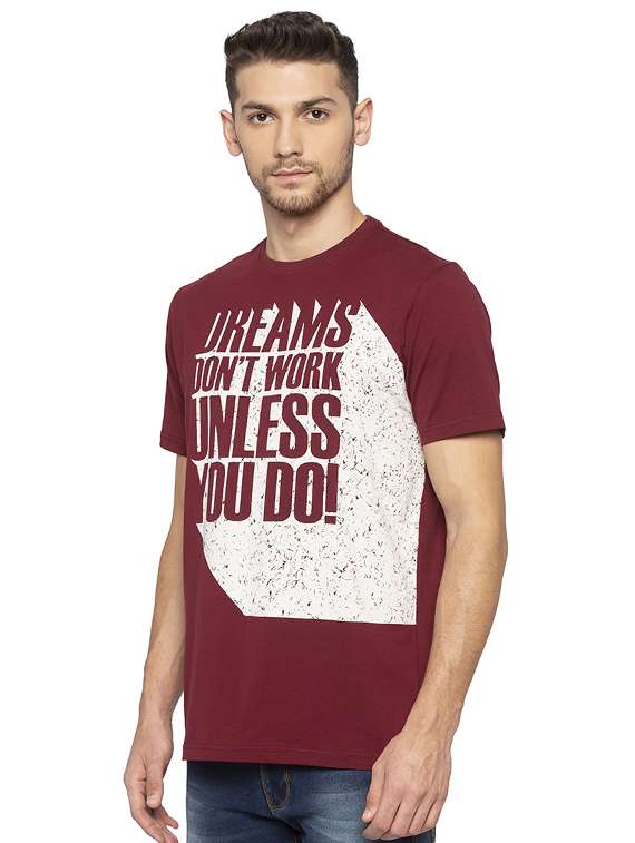 maroon typographic tshirt - 16008118 -  Standard Image - 1