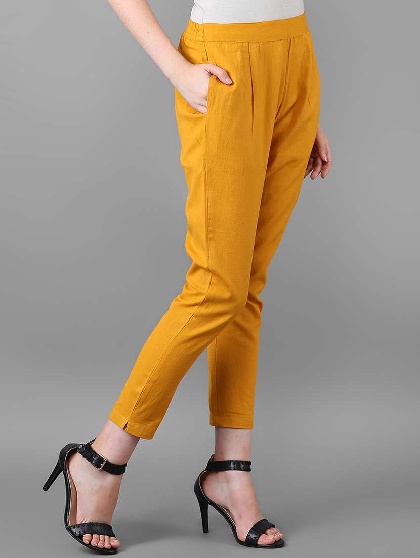 women solid cigarette trouser - 16009083 -  Standard Image - 1