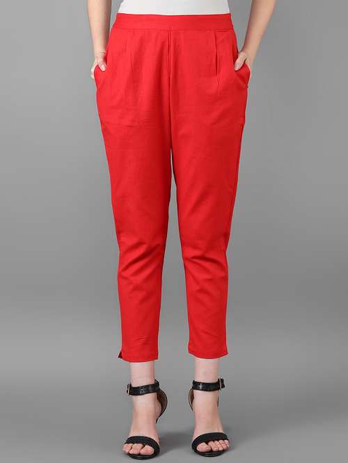 women solid cigarette trouser - 16009086 -  Standard Image - 0