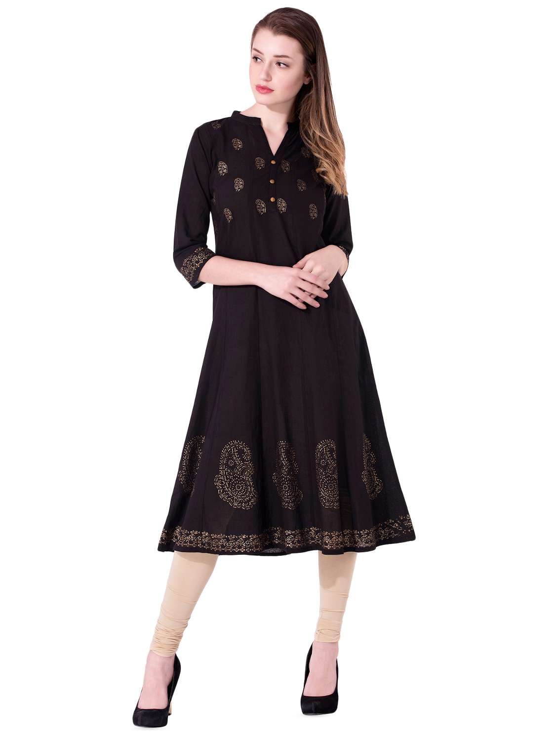 block print anarkali kurta