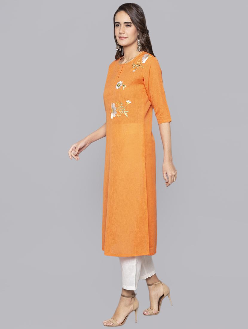 embroidered straight kurta - 16010967 -  Standard Image - 1