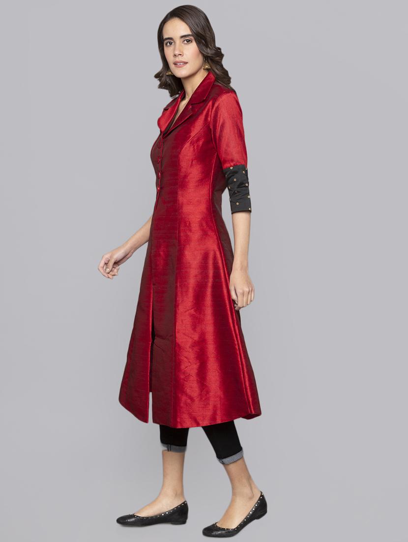 a-line solid kurta - 16010970 - Standard Image - 1