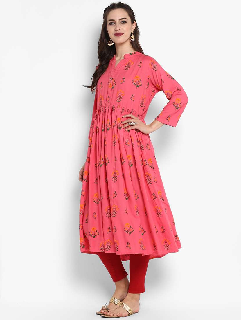printed flared kurta - 16011651 - Standard Image - 1