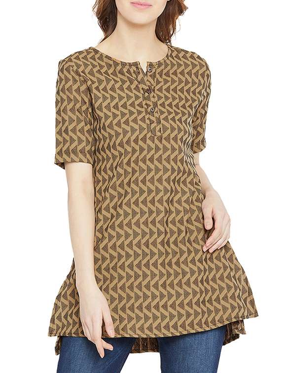 button detail a-line tunic 