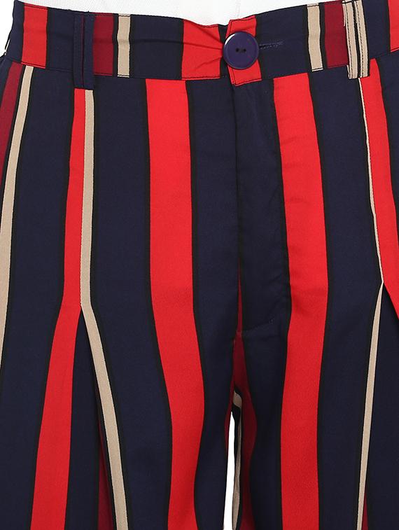 striped pleated wide leg trouser - 16012271 - Standard Image - 4