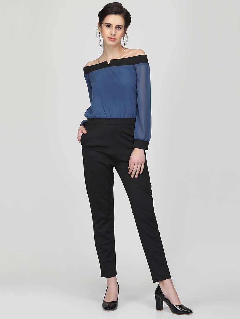 off shoulder full leg jumpsuit