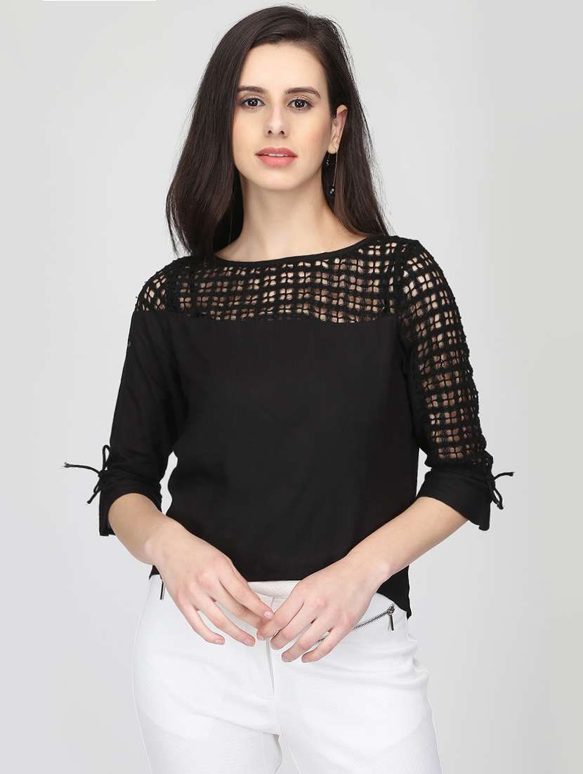 crochet paneled asymmetric top