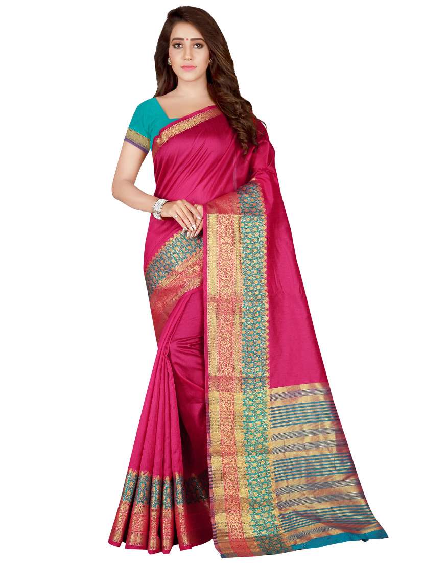 floral zari border woven saree with blouse