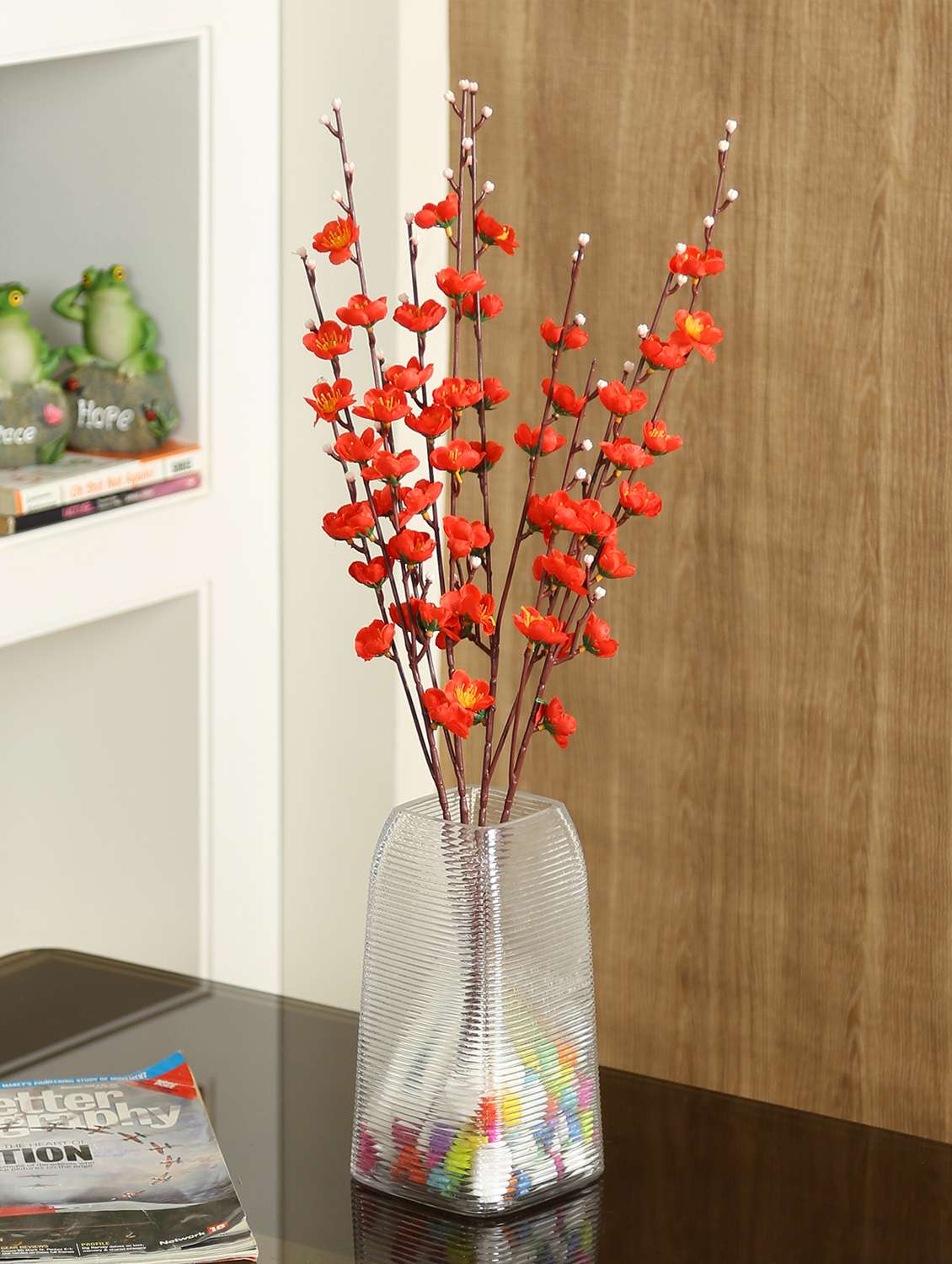 aapno rajasthan plastic orange artificial flowers