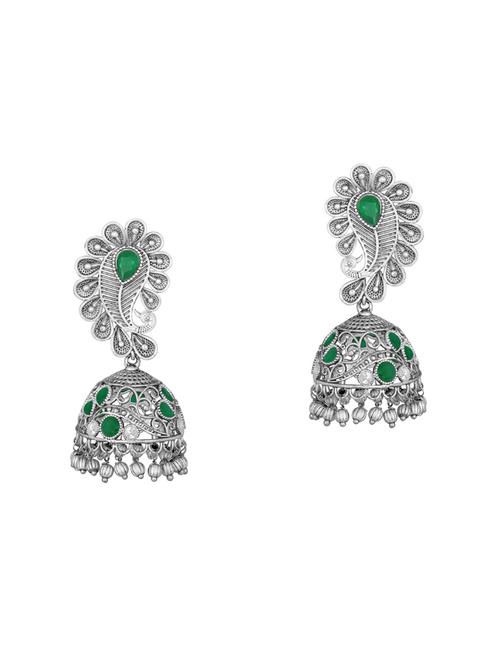 silver metal jhumka earring - 16016837 -  Standard Image - 0