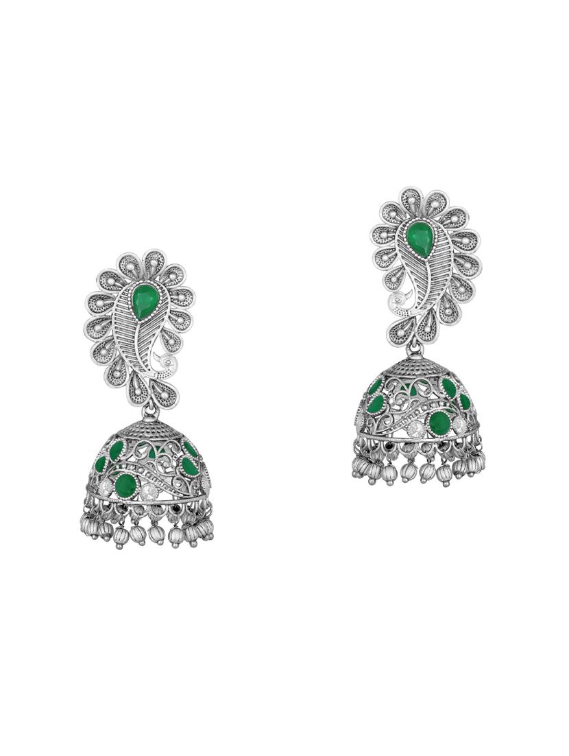 silver metal jhumka earring - 16016837 -  Zoom Image - 0